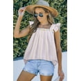 thumbnail image 4 of POGLIP Women's Sky Blue Embroidered Square Neck Striped Tank Top, 4 of 6