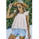 thumbnail image 4 of ABPHQTO Camiseta sin mangas de rayas con cuello cuadrado bordado azul cielo para mujer, 4 of 5