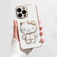 thumbnail image 3 of Funda de lujo con soporte de espejo de Hello Kitty para iPhone 14, 11 Pro Max, 13, 12 Mini, XS, XR, X, 8, 7, 6S, 6 Plus, cubierta trasera de silicona suave, 3 of 5