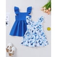 thumbnail image 4 of 3T Baby Girls Dress 4T Girls 2 Pack Sleeveless Dress Butterfly Print Toddler Girls Solid Color Dress Blue, 4 of 9