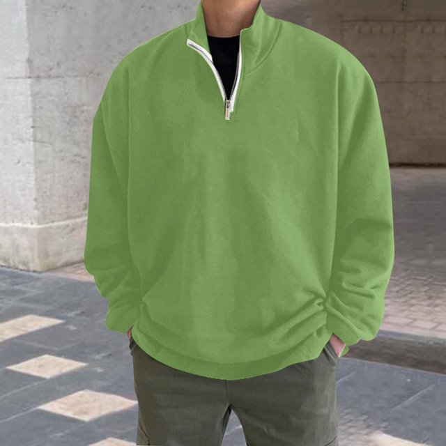 Sudadera sin capucha para hombre, jersey con media cremallera, camiseta de manga larga, sudadera sin capucha, blusa y camisa de cuello alto de manga larga, blusa para hombre