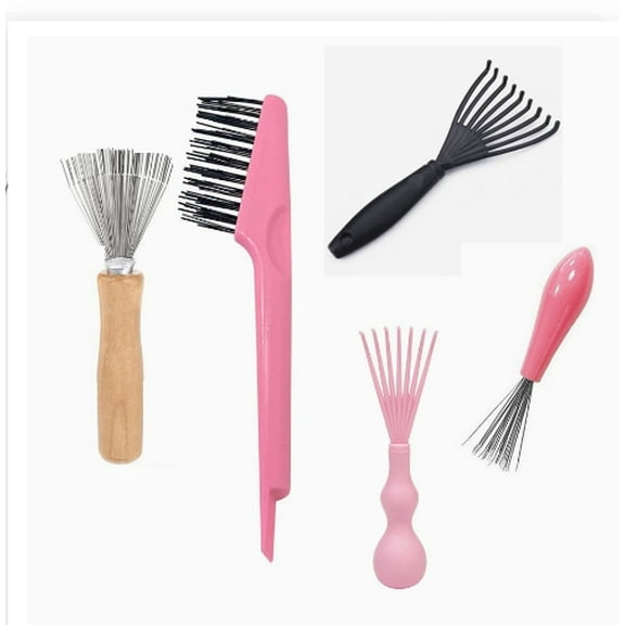 MRLESS 5-Piece Barber Comb Cleaning Brush Set, Lightweight Plastic Hairbrush Cleaner Tools for Home, Salon, and Travel Use