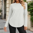 thumbnail image 4 of Bxsruta Womens Tops Long Sleeve Crew Neck Tunic Shirts High Low Hem Casual Tee, 4 of 5