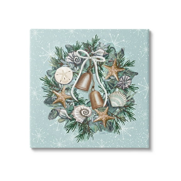 Stupell Industries Nautical Holiday Seashell Wreath Graphic Art Gallery Wrapped Canvas Print Wall Art, Design by Elizabeth Tyndall