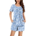 thumbnail image 2 of ZhiZhuang Womens Pajama Set 2024,Women Plus Size Loungewear Sleepwear Set Casual Round Neck Short Sleeve Tops with Pants Two Piece Pajamas Suit, 2 of 5