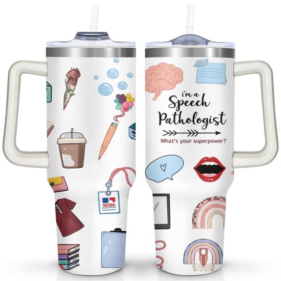 Dental Doctor's Equipment 40 Oz Tumbler with Handle Lid and Straw, Stainless Steel Double Walled Vacuum Insulated Cup, Cute Birthday Gifts Tumbler for Women Men Friends