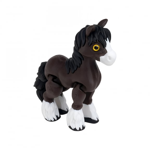 BESTSKY 2026 New 4.84 Inch 3D Printed Horse Models Movable Legs Flexible Joint Animal Figurines Stress Relief Fidget Restlessness Surprise Fantasy Gifts for Desk, Shelf, Office, Playroom (G,Black)