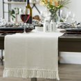 thumbnail image 2 of Camino de Mesa DII 33x183 cm Algodón Off-White con Flecos, 2 of 8