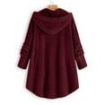 thumbnail image 2 of Patlollav Winter Jackets for Women Plus Size Button Tops Hooded Loose Cardigan Wool Coat, 2 of 6