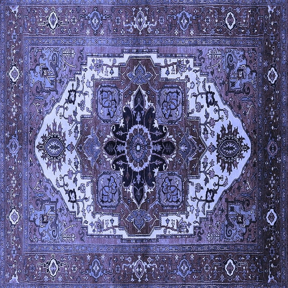 Ahgly Company Machine Washable Indoor Square Persian Blue Traditional Area Rugs, 8' Square