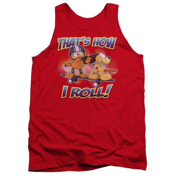 Garfield How I Roll Adult Tank Top Red