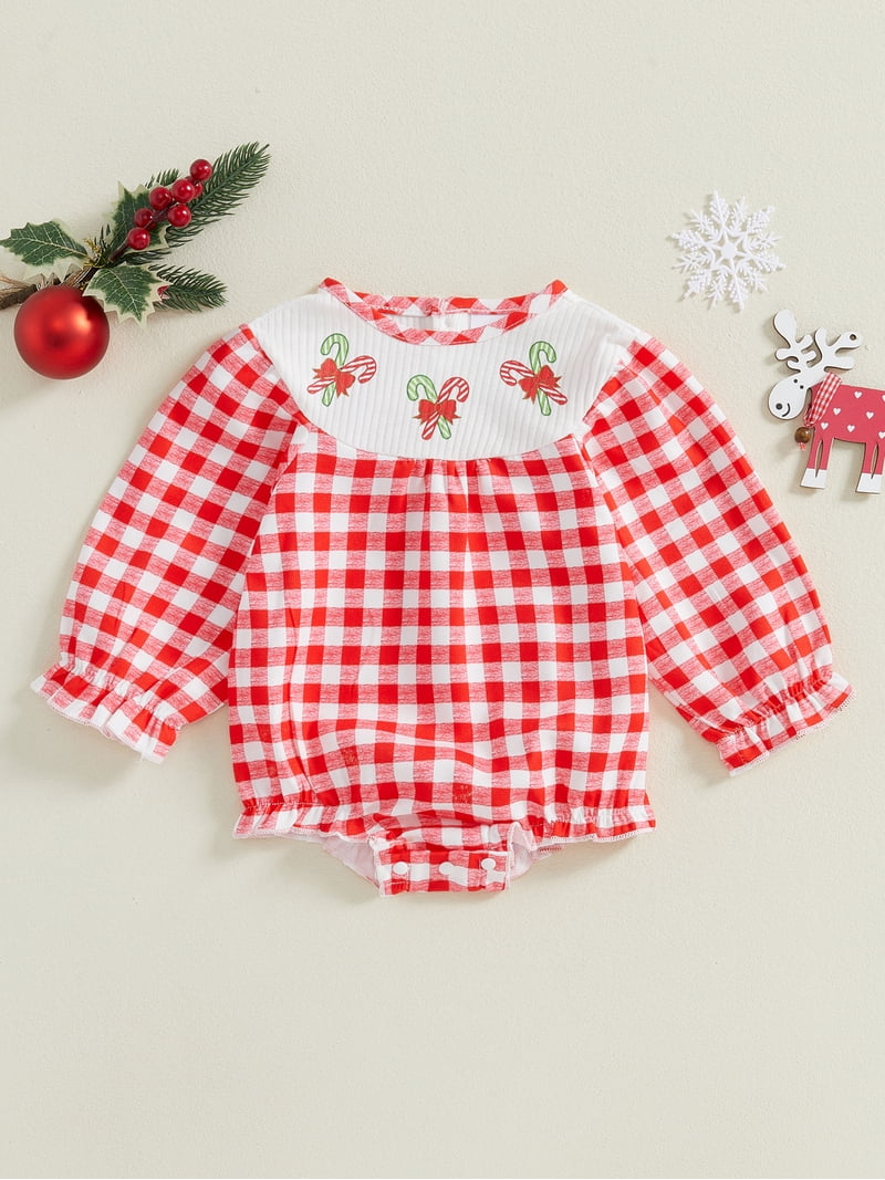 My Frist Christmas Baby Girl Outfit Newborn Christmas Tree Smocked Bubble  Romper 0 3 6 12 18 Months Cute Christmas Clothes - Walmart.com