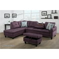 thumbnail image 1 of Ainehome Sectional Sofa, Line Fabric Sectional Sofa Couch Set with Drop Down Table/Cup Holder (Amaranth), 1 of 8