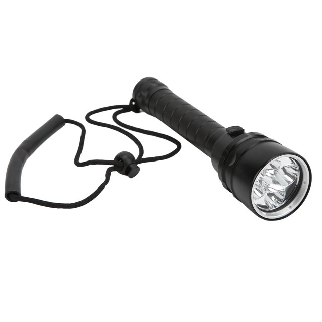 Linterna de buceo S5 con cuerda antideslizante, tratamiento anodizado duro, antorcha para acampar bajo el agua, color negro