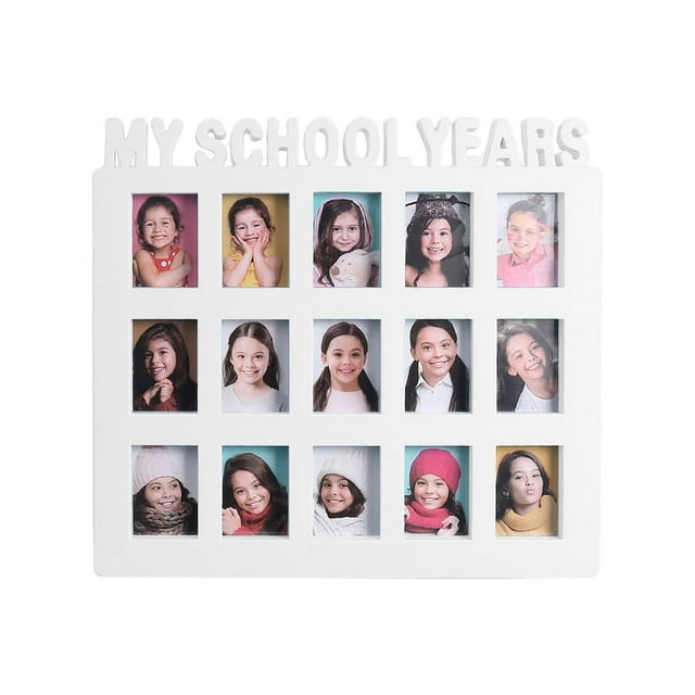 CHUANK School Years Photo Moment Student Keepsake Frame Children Campus Grade Record 15 Pictures Display Collage Frame Kids Growing Memory Gift