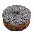thumbnail image 1 of Tortillero de Madera Parota con Tapa de Piedra Volcánica, CEMCUI, 21 cm de diametro, 1 of 3