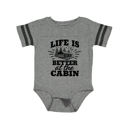 

Inktastic Life is Better at the Cabin with Trees and Moon Gift Baby Boy or Baby Girl Bodysuit