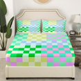 thumbnail image 3 of Erosebridal Plaid Square Sheet Set Twin,Geometric Buffalo Bedding Sets Twin Size,Checkered Decor,Breathable,3pcs, 3 of 7