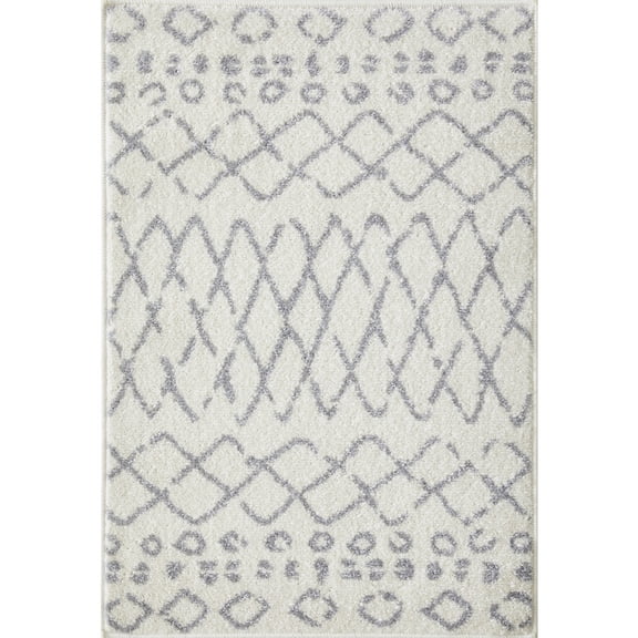 Loomaknoti Kissandrah Barzenski 2' x 3' Geometric Indoor Runner Rug , Cream/Gray