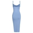 thumbnail image 3 of ZAFUL for Women Prom Dress or Cocktail Dress Evening Part Dress Ribbed Draped Split Cami Dress Light Blue XL, 3 of 5