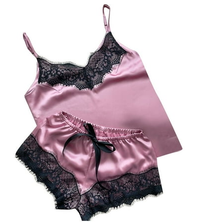 

wendunide pajama set for women Satin Silk Pajamas Cardigan Nightdress Bathrobe Ladies Robes Underwear Sleepwear Hot Pink S