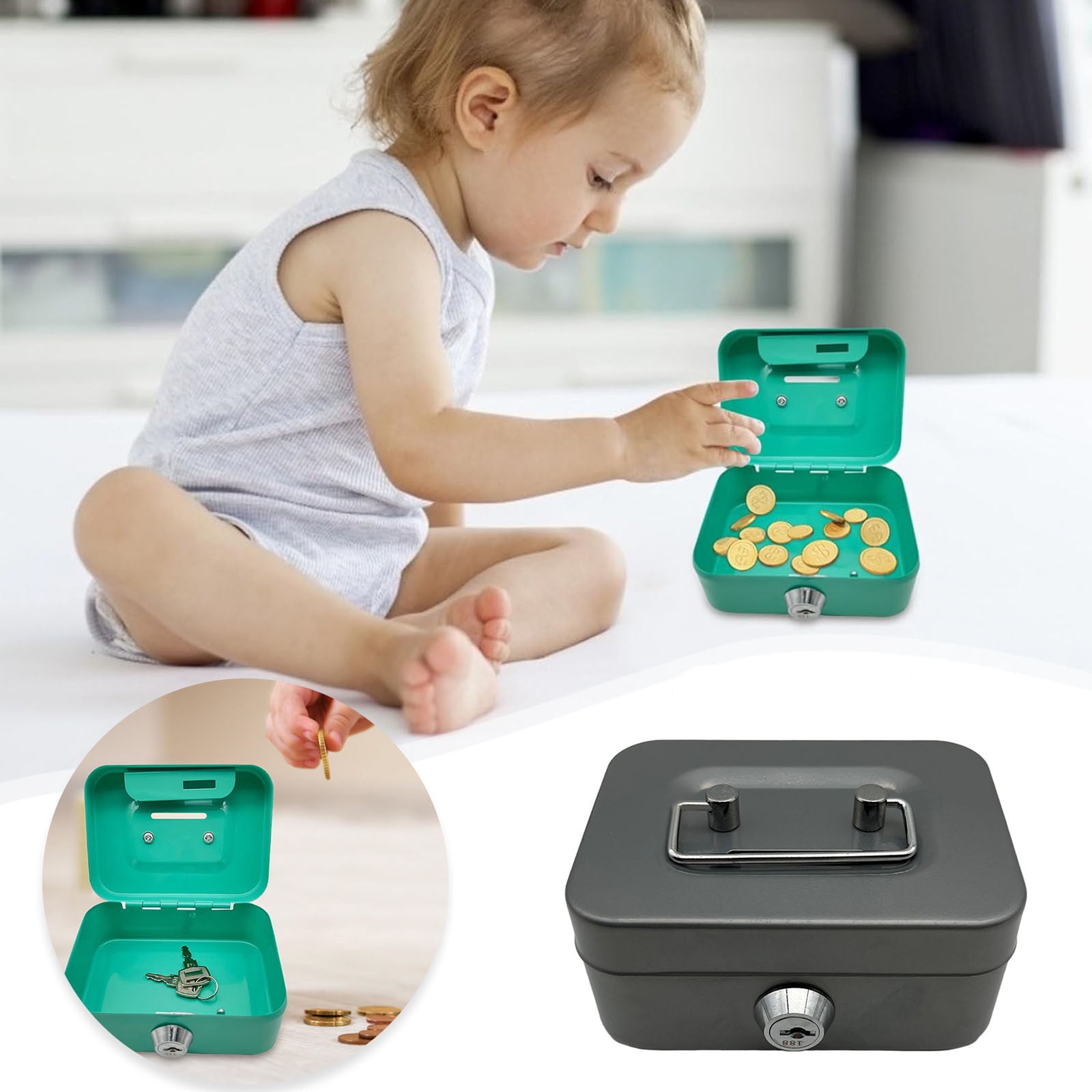 WIFKLSIIPG Toy Box for Boys Metal Small Storage with Lockable