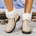 thumbnail image 2 of Lovzfmll Winter Boots for Women, Plus Size Faux Fur Ankle Low Heel Winter, Low Heel Round Toe Snow Booties Warm Casual Beige Boots, 2 of 9