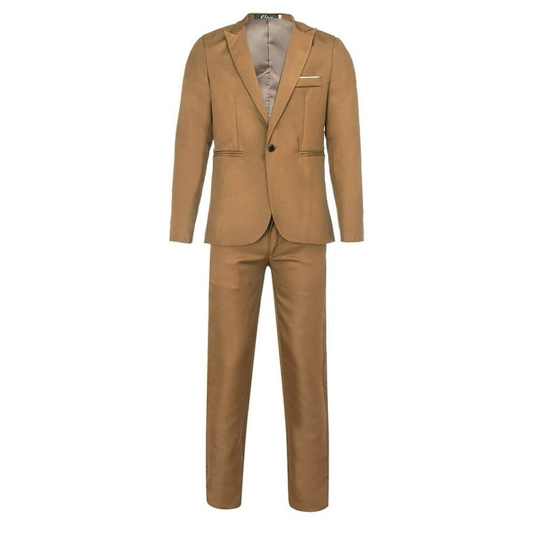 Lorenzo Bruno Men's Slim Fit 2-Piece Suit - One Button Tuxedo Set For Wedding, Business, Party