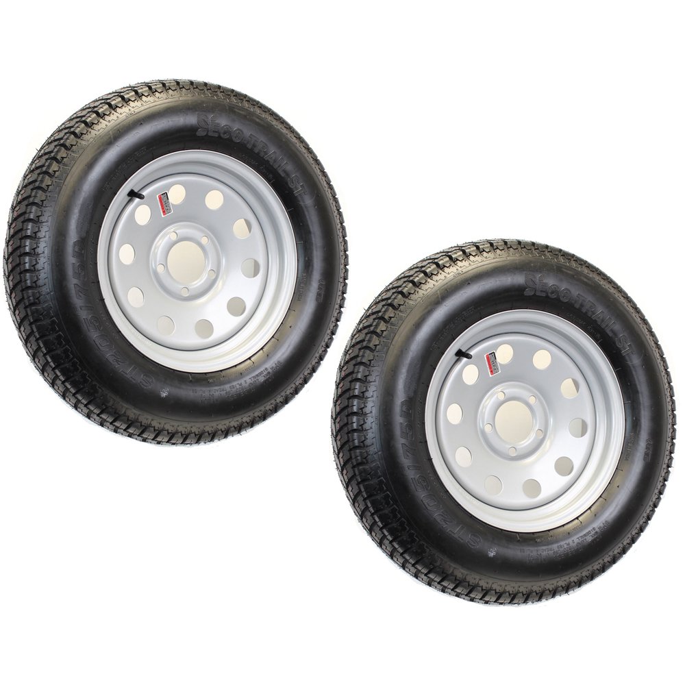 2-Pk Trailer Tire Rim ST205/75D14 2057514 F78-14 LRC 5 Lug Silver