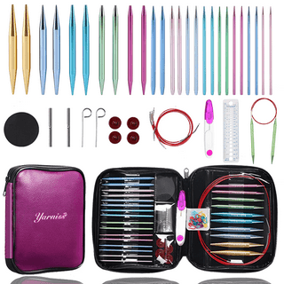 9pair Aluminum Circular Knitting Needle Set 3.0~6.0mm, 9 Size  Interchangeable Knitting Needles With Accessories & Storage Case
