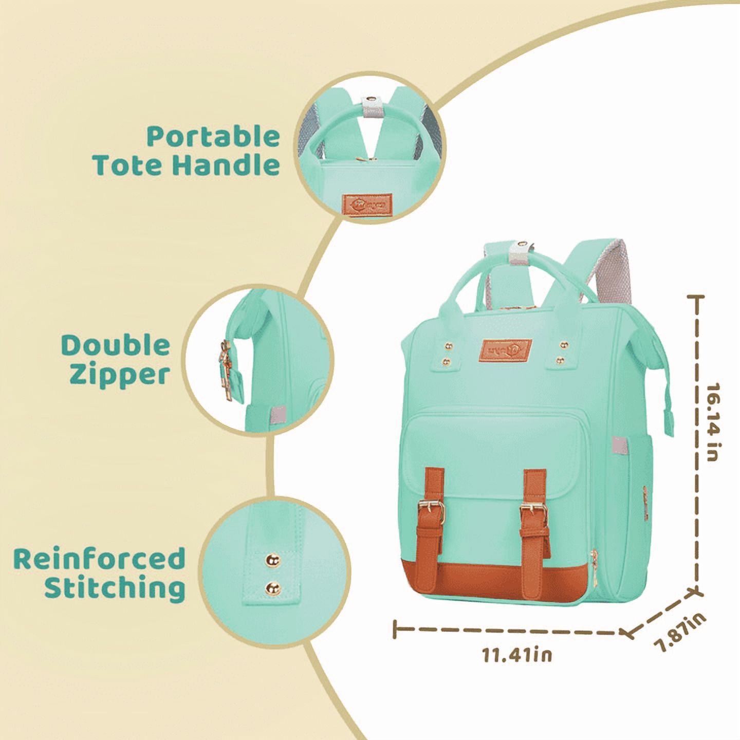 stillithou Diaper Bag Backpack for Women, Large Capacity Baby Diaper Backpack with Wet Dry Pockets, Stroller Straps & Insulated Pockets - Travel Daily Use Shopping, Light Blue