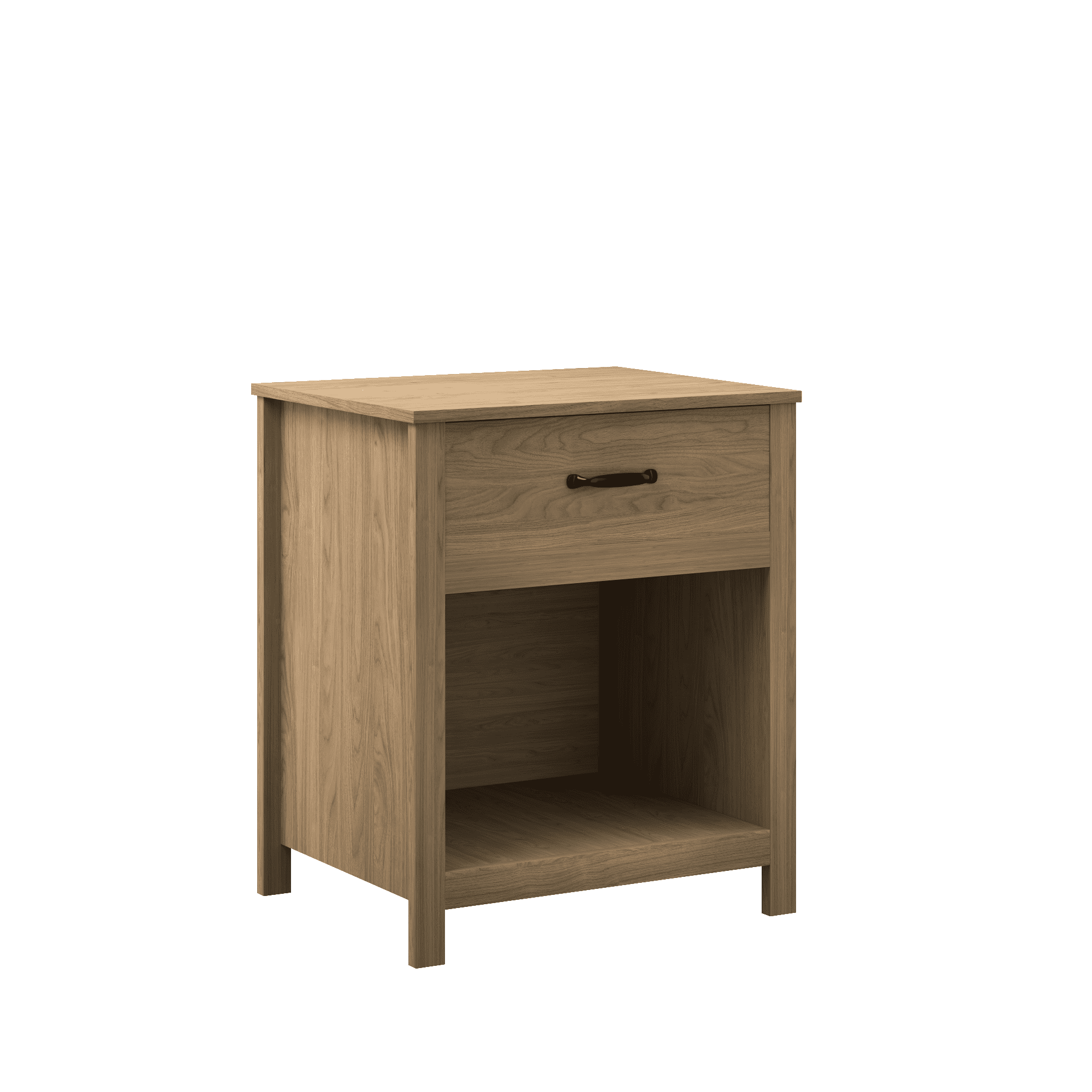 Nightstands, Bedside Tables, Wood Nightstand with One Drawer and Open Shelf, Modern Minimalist Design, Engineered Wood Construction, Compact Size for Bedroom Living Room Apartment, Brown