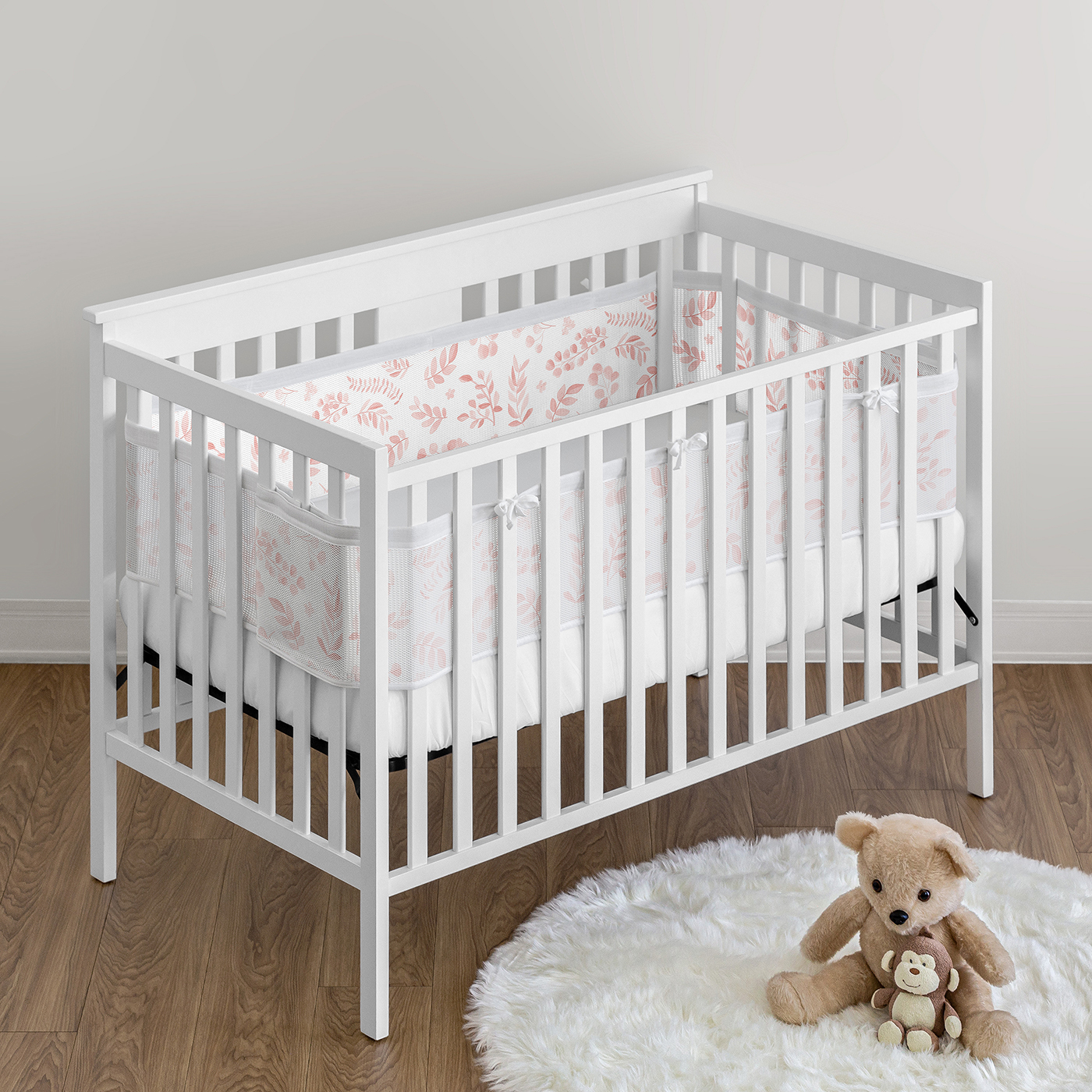 Sweet Jojo Designs + BreathableBaby Botanical Blush Pink Girl Breathable Mesh Crib Liner