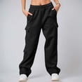 thumbnail image 3 of Cargo Sweatpants for Women 2026 Fall Winter Elastic High Waist Wide Straight Leg Casual Loose Sweat Pants with Pockets, 3 of 7