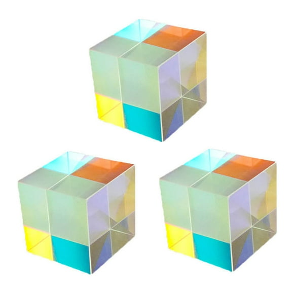 Cheers US 3Pcs Set Optical Glass X Cube Prism RGB Dispersion Prism for and Decoration Same Size