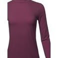 thumbnail image 4 of A2Y Women's Basic Solid Soft Cotton Long Sleeve Mock Neck Top Shirts Dark Plum XL, 4 of 5