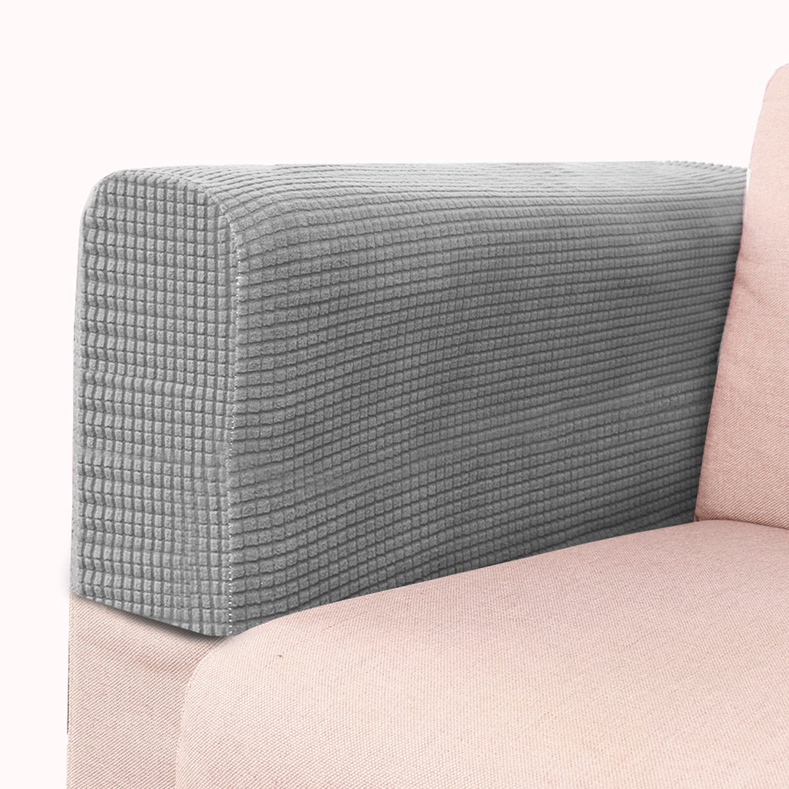 Stretch Armrest Covers, Anti-Slip Couch Arm Cover Washable Armchair Slipcover for Recliner Sofa Sofa Arm Protector Furniture Protector for Pets-Light gray-4 pcs