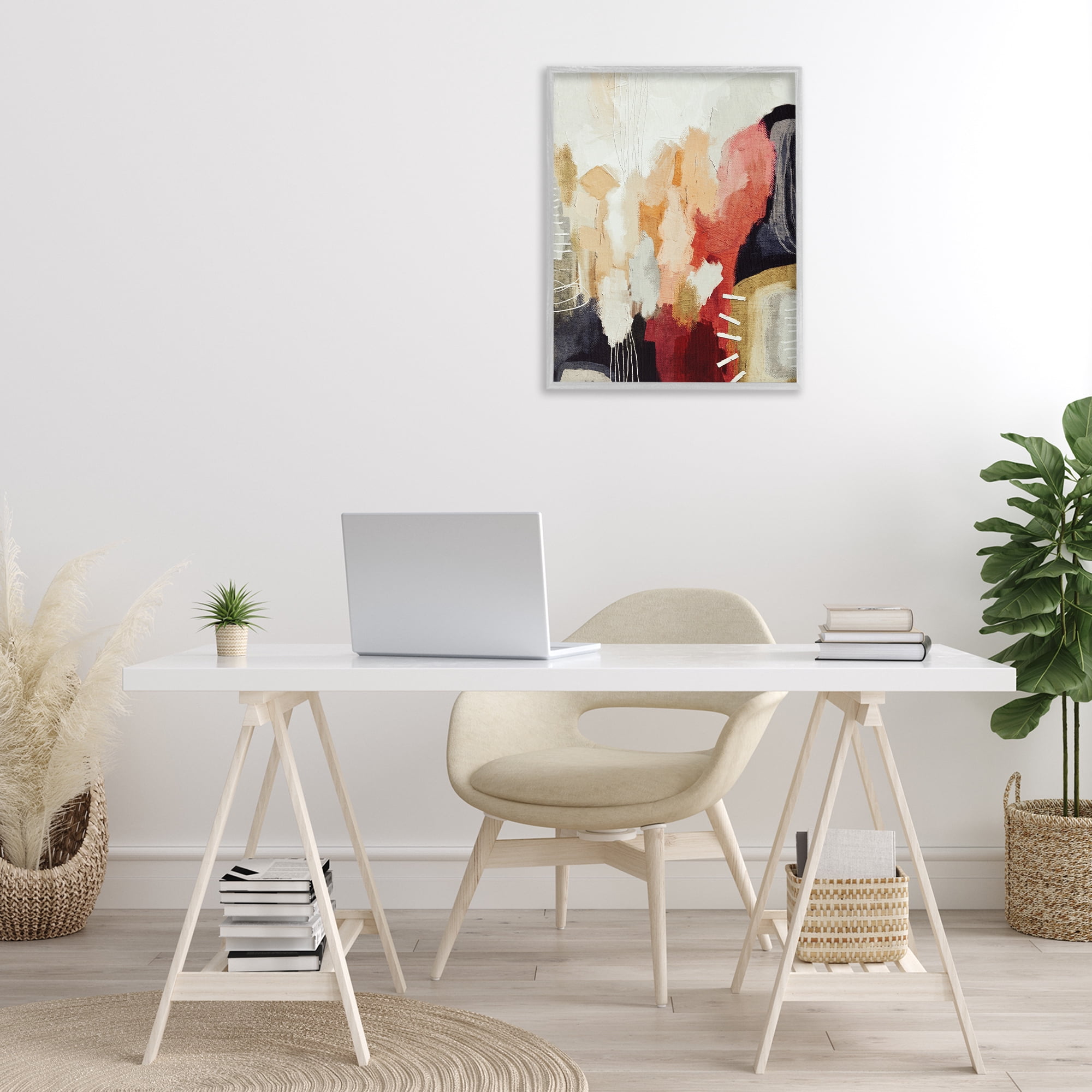 Stupell Industries Abstract Tan Southwestern Abstract Painting Gray Framed Art Print Wall Art, 24 x 30