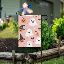 Yayeee Garden Flag 12" x 18" Double Sided Outdoor Yard Lawn Holiday Decorations, Pastel Pink Halloween