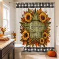 thumbnail image 6 of Happy Fall Shower Curtains for Bathroom, Maple Leaves Checked Thanksgiving Farmhouse Waterproof Fabric Shower Curtain, Decorative Bathroom Curtain for Bathtub, 36"x72", No Hooks Included, 6 of 9