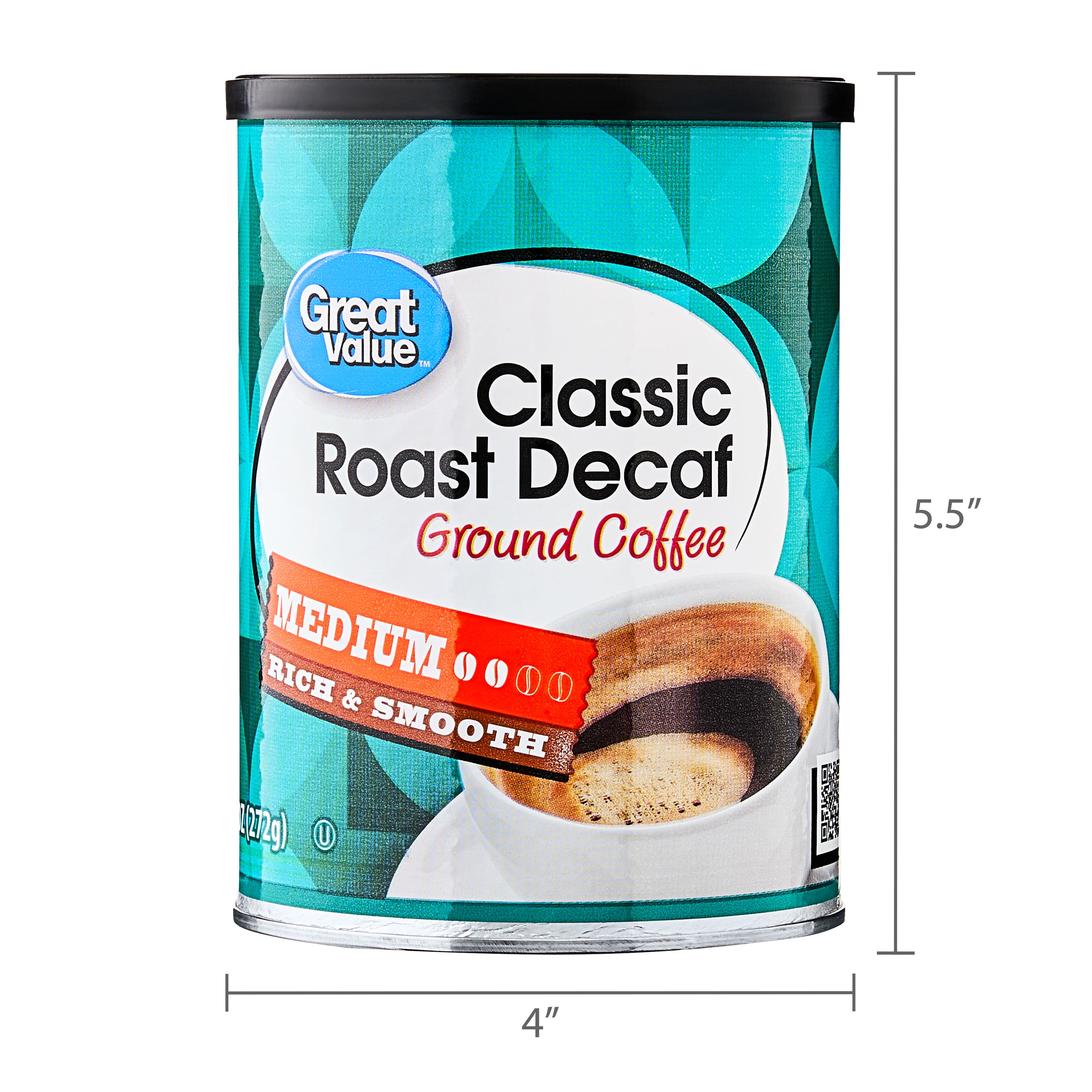 (6 pack) Great Value Decaf Classic Medium Roast Ground Coffee, 9.6 oz