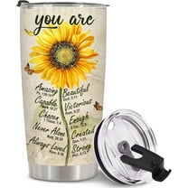 Christian Gifts For Women Tumbler, Birthday Gift For Women, Unique Christian Tumbler, Religious Gifts For Women, Inspirational Gifts For Women, Bible Verse Sunflower Faith Girl Mom 20OZ