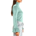 thumbnail image 6 of QATAINLAV Mint Green Womens Velvet Skinny Shirts Mock Neck Long Sleeve Bell Cuffs Tees Casual Dressy Formal Office Tops for Work M, 6 of 8
