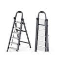 thumbnail image 1 of Toytexx 6-Step Folding Step Ladder with Handrail, Carbon Steel Frame, Wide Anti-Slip Pedals, Space-Saving A-Frame Ladder for Indoor Use, Grey, 1 of 7