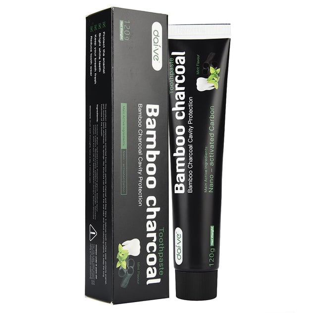 Pasta de dientes blanqueadora, pasta de dientes blanqueadora con carbón activado, pasta de dientes natural a base de hierbas y menta negra.