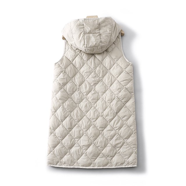 Ropa de mujer de otoño e invierno Nuevo chaleco holgado adelgazante con capucha abrigo de color sólido de longitud media