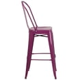 thumbnail image 3 of 30'' High Purple Metal Indoor-Outdoor Barstool with Back, 3 of 9