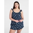 thumbnail image 2 of Joyspun Women's Woven Sleep Cami and Shorts Set with Ruffle, 2-Piece, Sizes XS-3X, 2 of 6