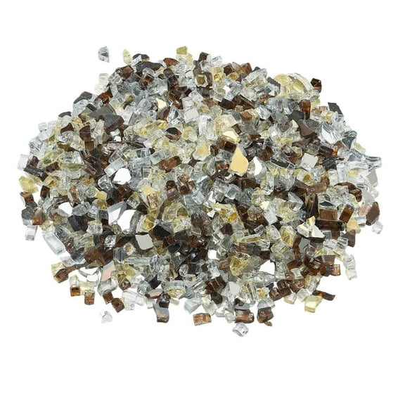 Fire Glass Rocks 10 lb - 1/2 Inch Copper & Clear Fireplace Glass for Fire Pits, Indoor/Outdoor Fireplaces, Landscaping
