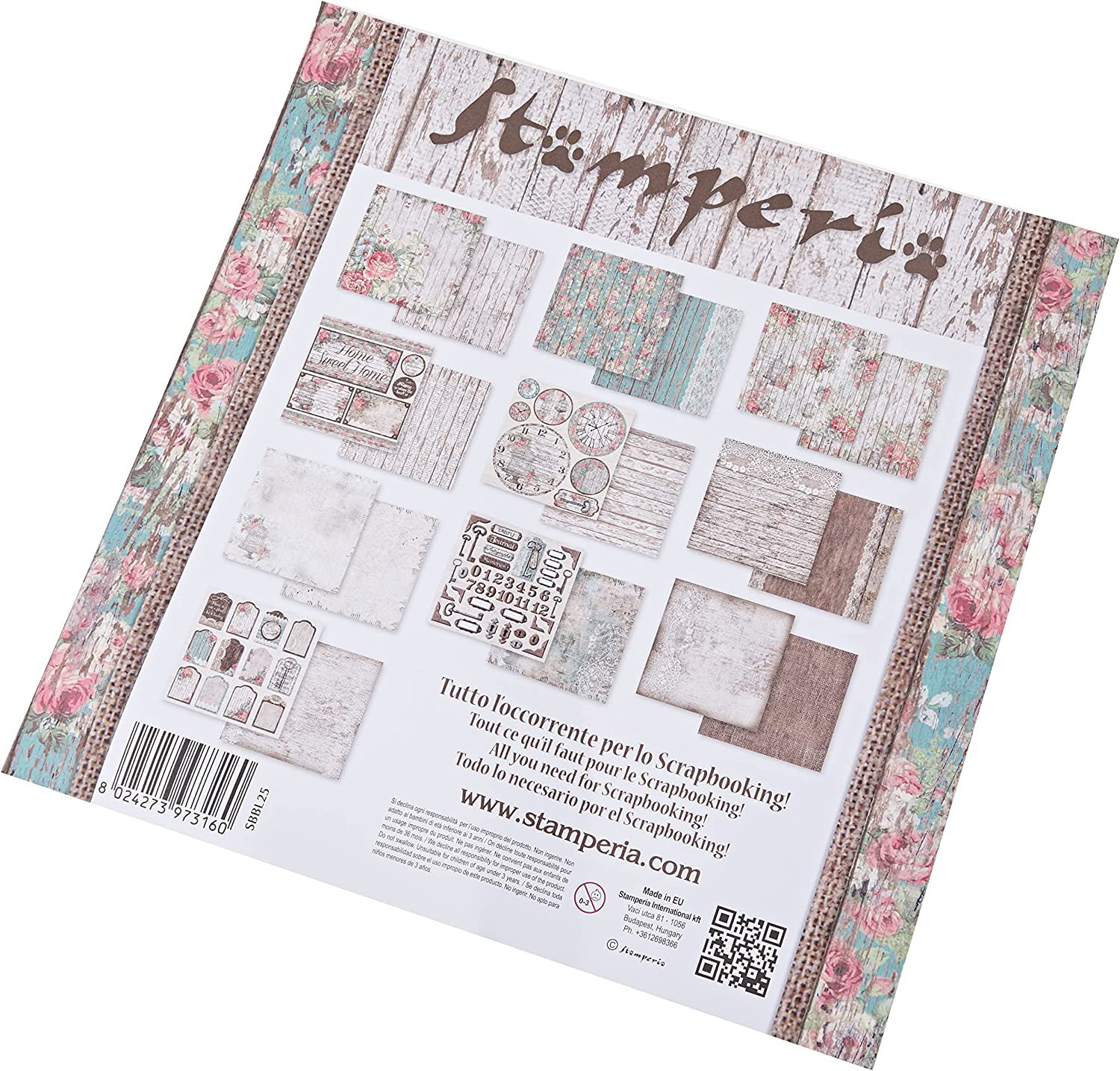 Stamperia Double-Sided Paper Pad 12x12 10/Pkg-House of Roses, 10 Designs/1 Each
